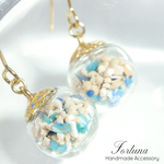 星の砂＆ブルーシェル(６０) ピアス/イヤリング/ノンホールピアス/樹脂ピアス