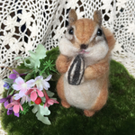 ヒマワリのタネを持ったシマリス