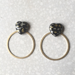 2way ヴィンテージ ハート カボション と ゴールド フープ の ピアス or イヤリング