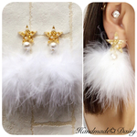 Gold star✰marabou ファーピアス