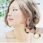 No.780 上品✧︎菱形チャーム×べっ甲リングピアス