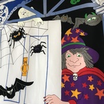 《再発売♪》ハロウィンの大きなタペストリー『ようこそ、魔女と黒猫のお家へ』