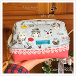 ♡ワイヤーポーチ（訳あり安価!）ストライプサックス×コーラルピンク♡