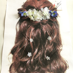 雪の様な水色と白のヘアピンセット 成人式 結婚式 お呼ばれ 二次会にも