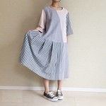 綿１００％の七分袖ゆるワンピ001