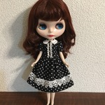 22センチドール ワンピース ドット ブラック