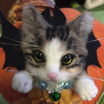 羊毛フェルトキジトラ猫のブローチ