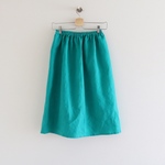【送料込・受注生産※発送まで１０日程】リネン100%　ラプセニのギャザースカート（color：エメラルドグリーン）