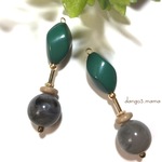 300円☆ツイストビリジアン☆グレーラウンドのピアス/イヤリング