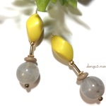 300円☆ツイストイエロー☆グレーラウンドのピアス/イヤリング