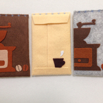 フェルトぽち袋3点セット コーヒーミル(裏 ホットコーヒー)