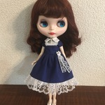 再4♪ 22センチドール ヨーク付きワンピース ネイビー