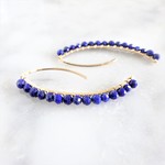 14kgf*宝石質Lapislazuri wrapped marquis pierced earring