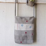2way リネン＋ペイント刺繍*パッチワーク＊ショルダーバッグ＊ストライプ*ヒッコリー* ドット