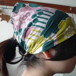 レトロ大きな花柄のヘアターバン