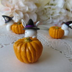 ハロウィン♡かぼちゃとうさぎ（紫リボン）