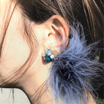 ビジュー マラボー  2way ピアス ブルーグレー /アレルギー対応✳︎イヤリング