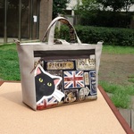 3150miko様オーダー品　手描きネコ   バッグインバッグ　Ｌサイズ