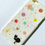 お花と猫のキラキラiPhoneケース スマホケース ねこ