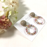 淡いドライフラワーフープピアス/イヤリング