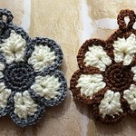 ☆２個セット☆花モチーフ　アクリルエコたわし　No5☆