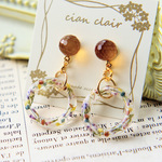 【再販】お花のリングとオレンジのチタンポストピアス