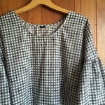 【セール】ちょっと裾ゴムのプルオーバー✿手書き風チェック　ヘアリボン付き