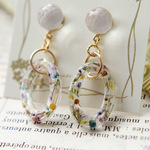 【オーダー品】お花のオーバルリング・ホワイト　イヤリング/ピアスピアス