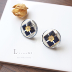 【2017年秋の新作】simple button 　ピアス/イヤリング　ネイビー　紺