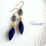 ゼブラジャスパーの大ぶりピアス