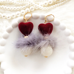 ベロア × ミンクファー  ピアス／イヤリング