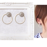 2way 大きなフープとカボションピアス、イヤリング