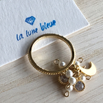 《25%off！SALE!SALE!SALE!》1.800➡︎1.350  スワロフスキーmini pearl  white moon ring  9〜10号