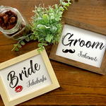 ✨感謝Sale 期間限定価格✨2Lサイズ 受付サイン ローマ字苗字 入りgroom and bride 各1枚 B ウェルカムボード