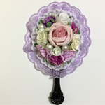 紫色のレースとバラのお花ミラー