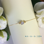 ジルコニア☆エレガンスゴールドチェーンのシンプルブレスレット 