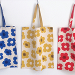 【SALE】モダンフラワー〈ブルー〉 / 大きなフラットトート