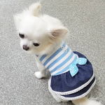 ★完成品★ミニマム児島デニム×ボーダーふりふりわんぴ♪３２