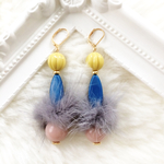 【gray】ミンクファー × フランス製ビーズ ピアス／イヤリング
