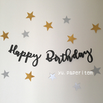 筆記体風Happybirthday文字