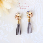 大人タッセル×モカベージュパール♡Gray♡ビジューピアスorイヤリング