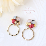 DEEP Red bijou pierce♡ラウンド フレーム♡ビジューピアスorイヤリング