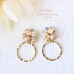 Moca beige bijou pierce♡ラウンド フレーム♡ビジューピアスorイヤリング