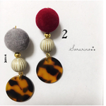 No.B005 べっ甲×フロッキービーズ❁⃘お洒落ピアス