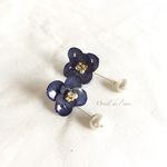 【ネイビー】秋冬カラー♡パールと紫陽花のイヤリング/ピアス