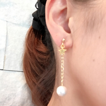 コットンパールと☆揺れるチェーンピアス
