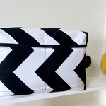 《再》ポケットたくさん！大きめオムツポーチ◆Chevron BK  