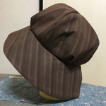 mik1124様専用 まるっとゆるっと帽子 茶ストライプ