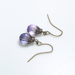 Luna.チェコメロンの一粒シンプルなピアス☆パープル