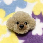 動物ぽんぽん　トイプードルブローチ （ベージュA　 サイズ小）